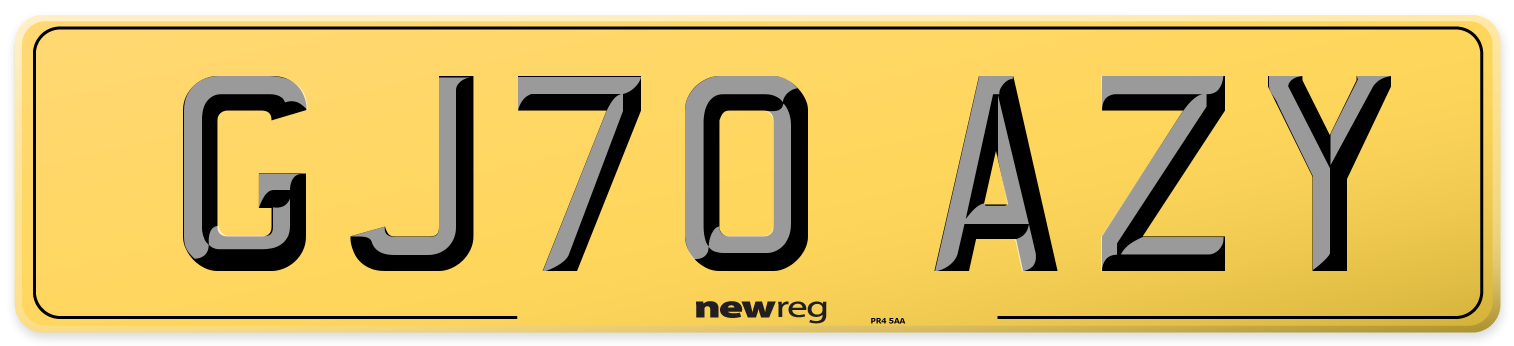 GJ70 AZY Rear Number Plate