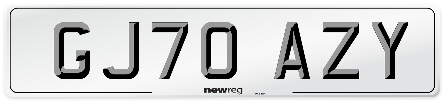 GJ70 AZY Front Number Plate