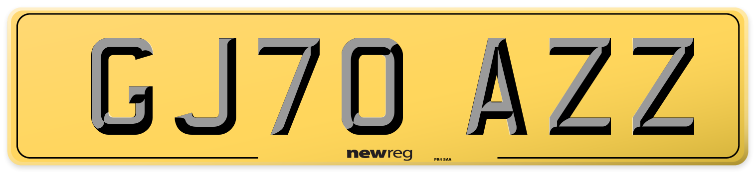 GJ70 AZZ Rear Number Plate
