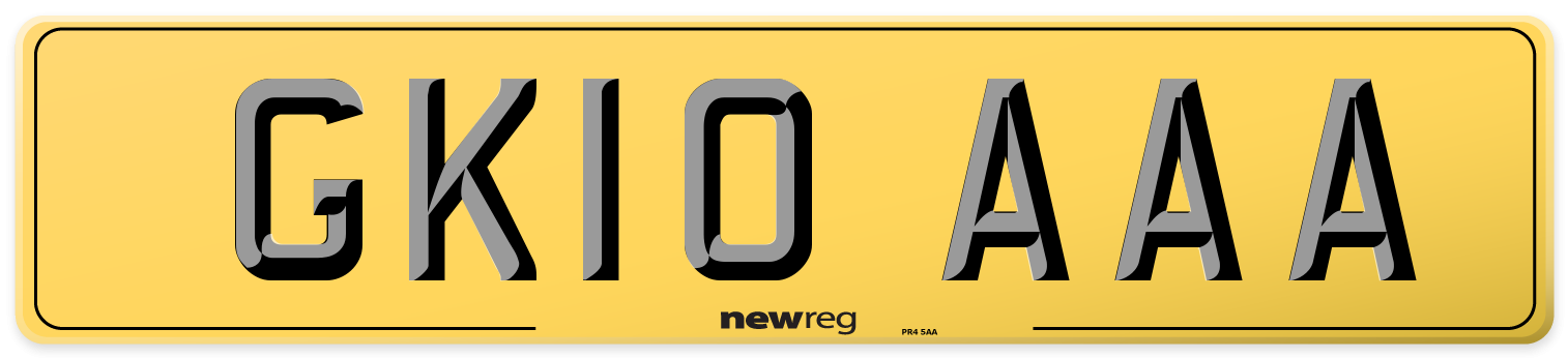 GK10 AAA Rear Number Plate