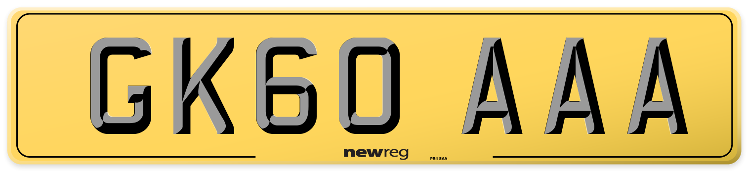 GK60 AAA Rear Number Plate