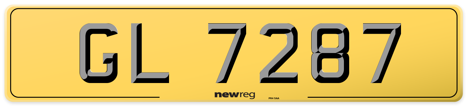 GL 7287 Rear Number Plate