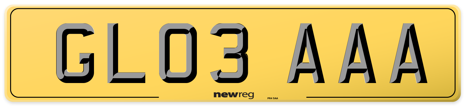 GL03 AAA Rear Number Plate