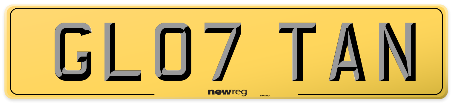 GL07 TAN Rear Number Plate