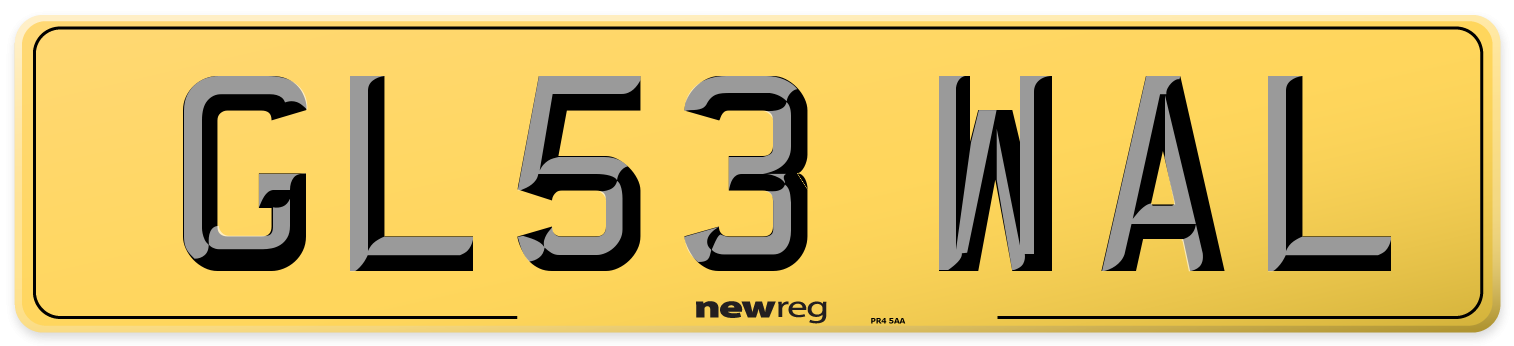 GL53 WAL Rear Number Plate