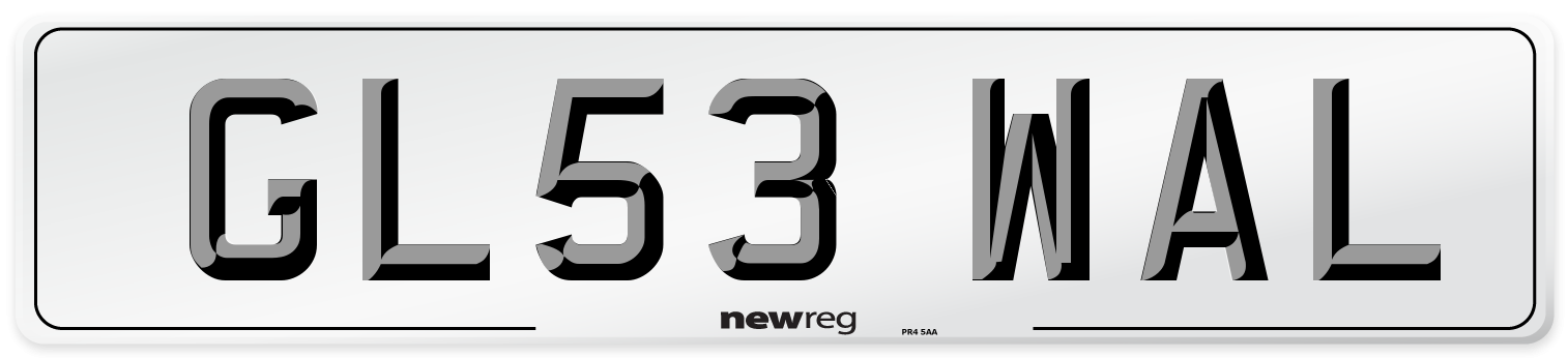 GL53 WAL Front Number Plate
