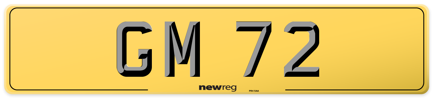 GM 72 Rear Number Plate