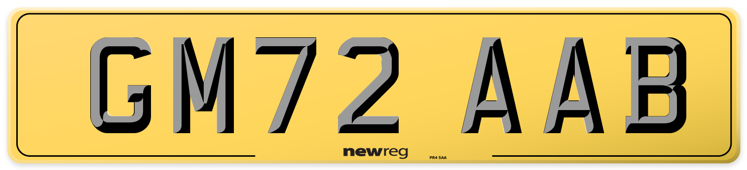 GM72 AAB Rear Number Plate