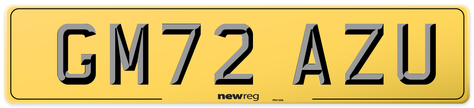 GM72 AZU Rear Number Plate
