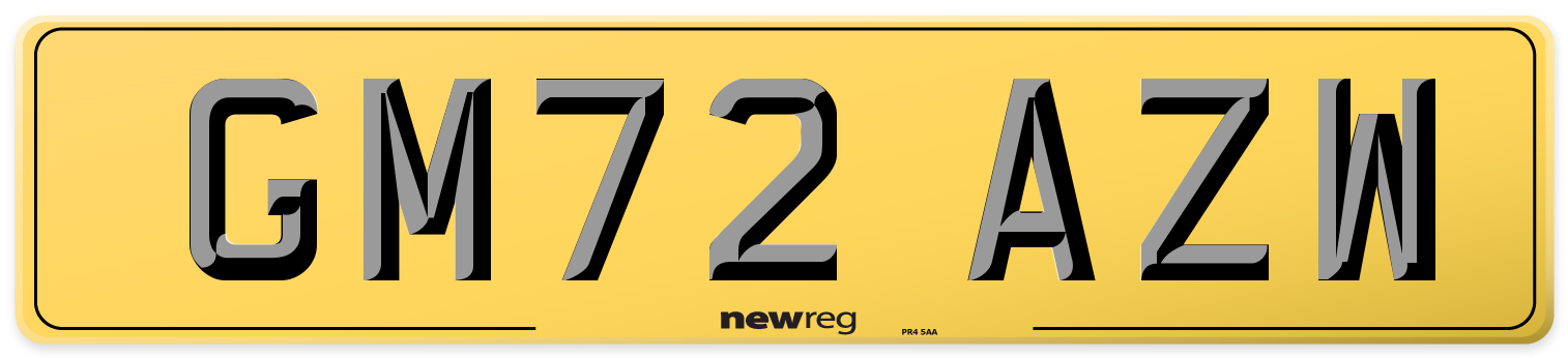 GM72 AZW Rear Number Plate