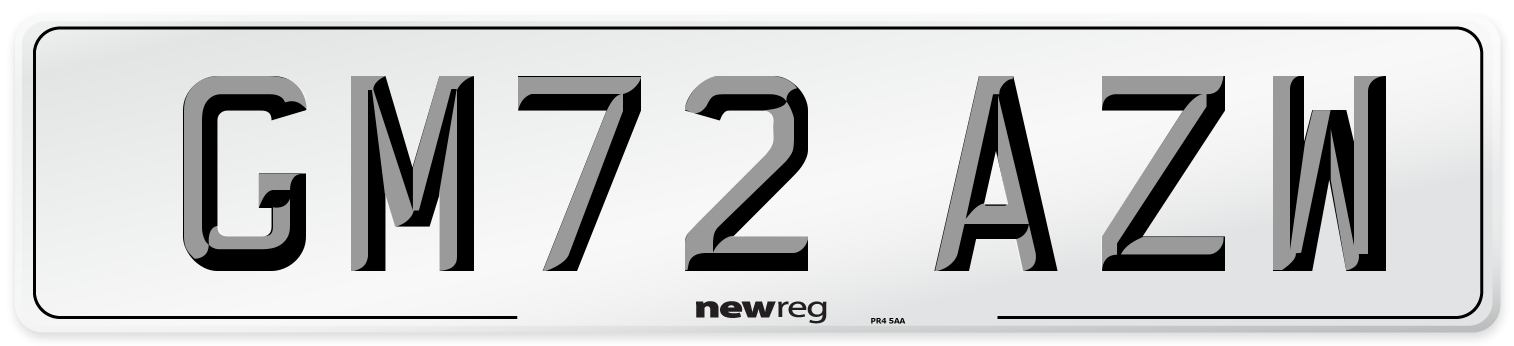 GM72 AZW Front Number Plate