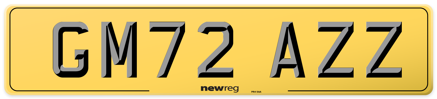 GM72 AZZ Rear Number Plate