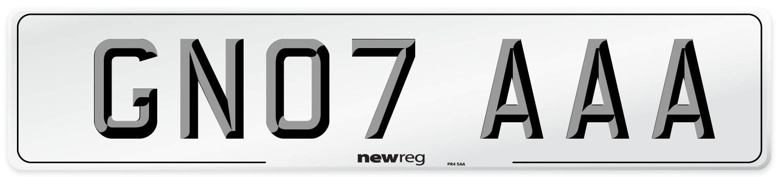 GN07 AAA Front Number Plate