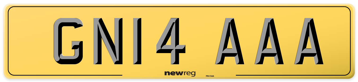 GN14 AAA Rear Number Plate