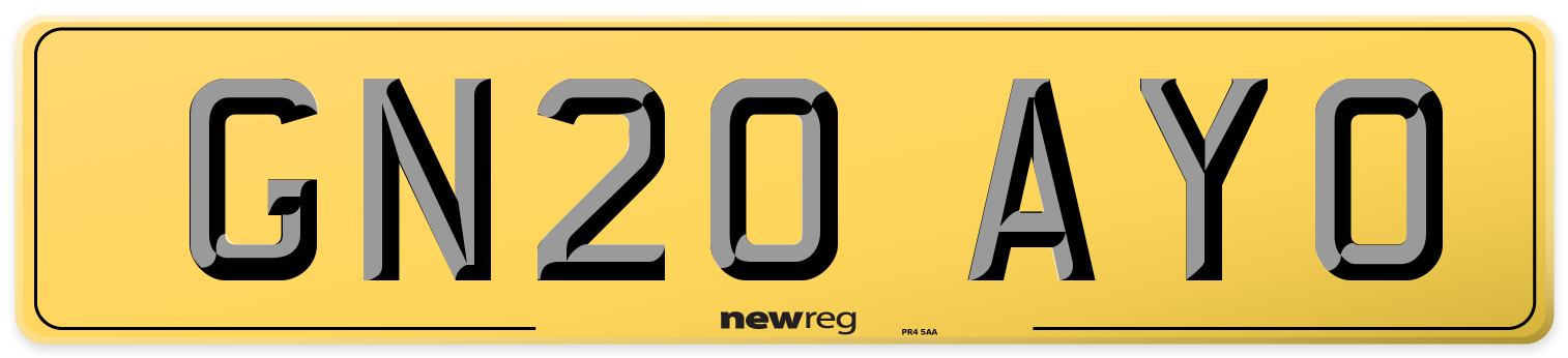 GN20 AYO Rear Number Plate
