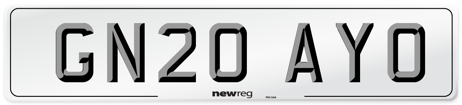 GN20 AYO Front Number Plate