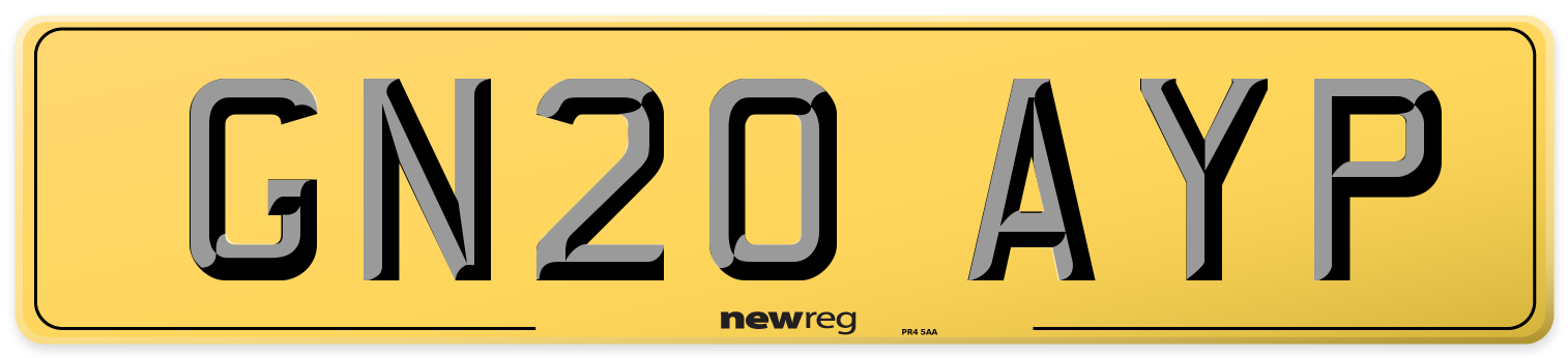 GN20 AYP Rear Number Plate