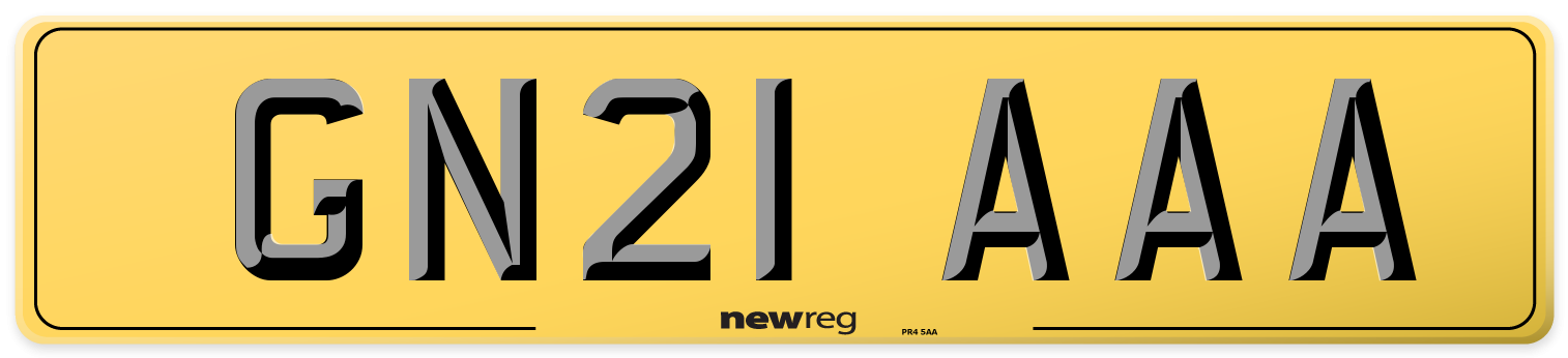 GN21 AAA Rear Number Plate