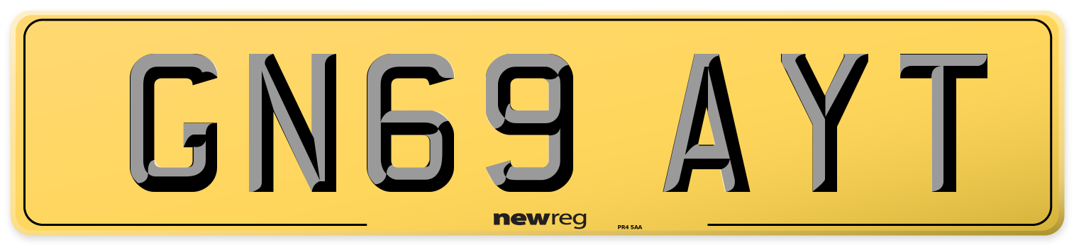 GN69 AYT Rear Number Plate