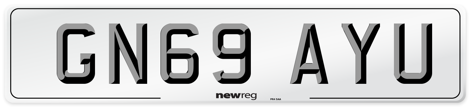 GN69 AYU Front Number Plate