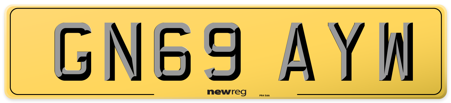 GN69 AYW Rear Number Plate
