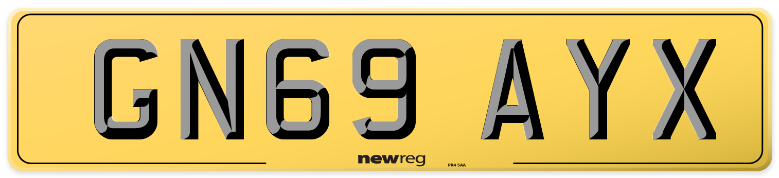 GN69 AYX Rear Number Plate