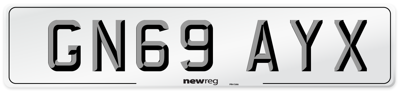 GN69 AYX Front Number Plate