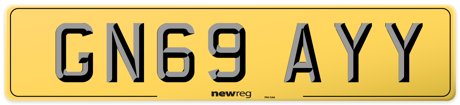 GN69 AYY Rear Number Plate