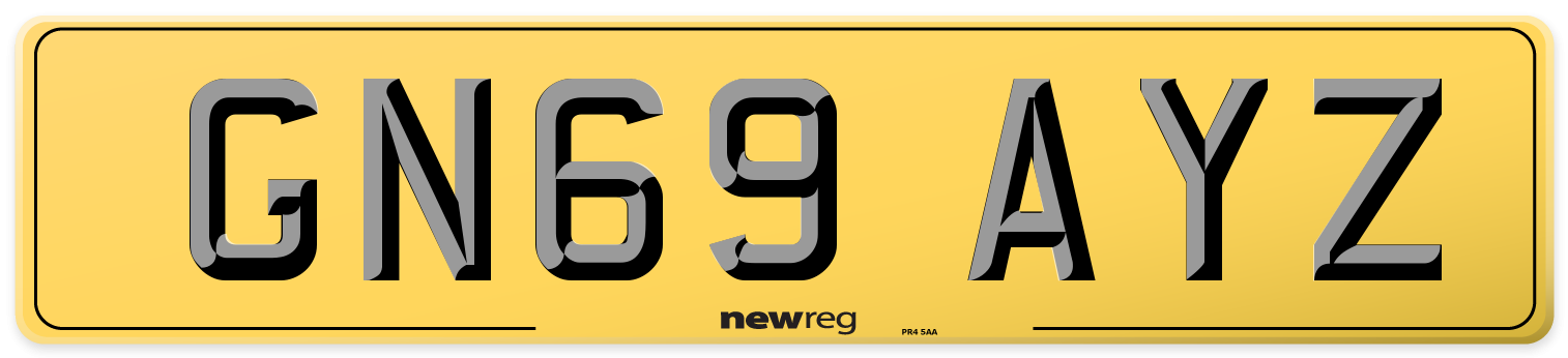 GN69 AYZ Rear Number Plate