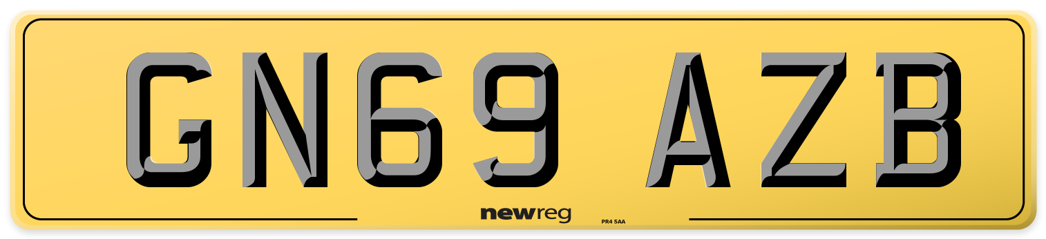 GN69 AZB Rear Number Plate