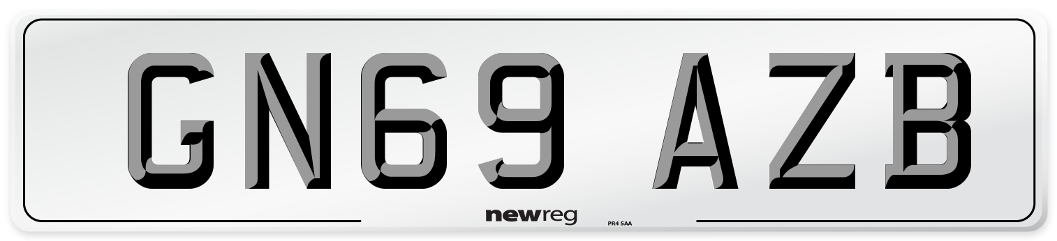 GN69 AZB Front Number Plate