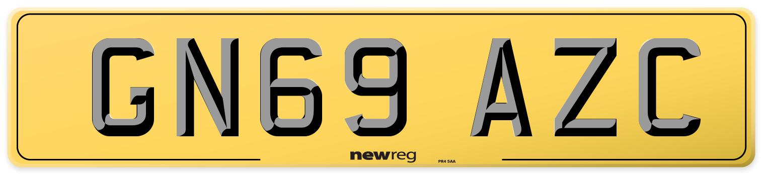 GN69 AZC Rear Number Plate