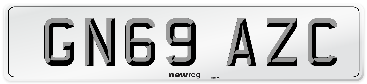 GN69 AZC Front Number Plate
