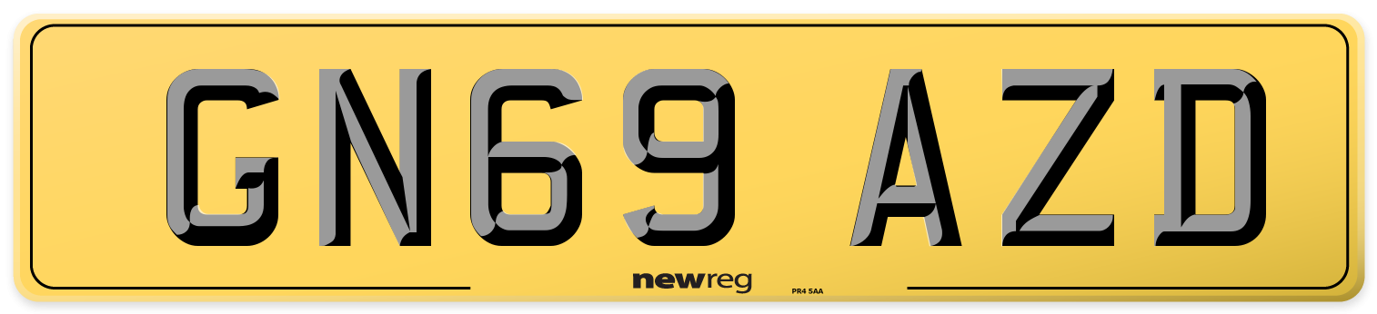 GN69 AZD Rear Number Plate