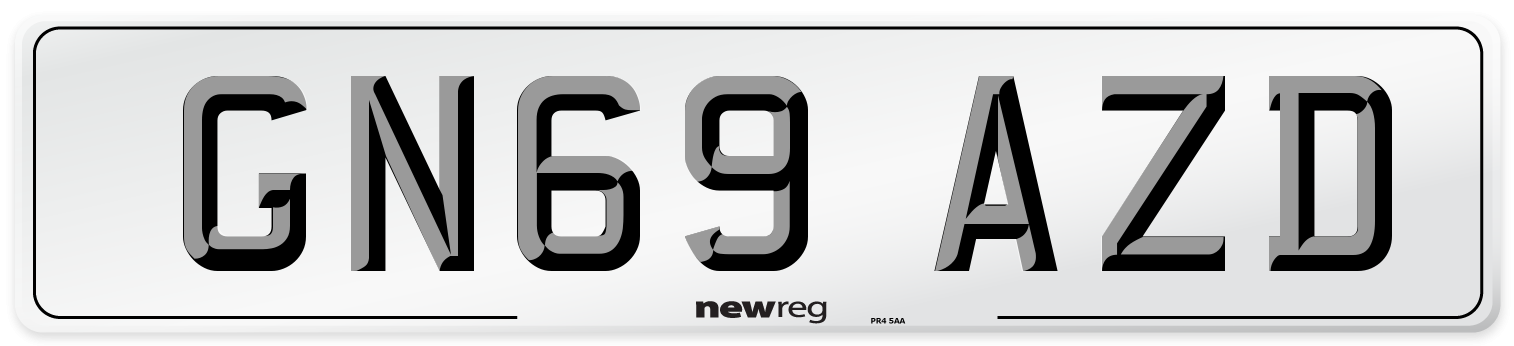 GN69 AZD Front Number Plate