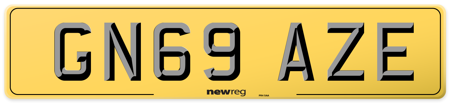 GN69 AZE Rear Number Plate