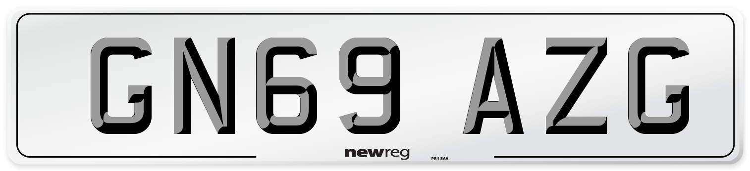 GN69 AZG Front Number Plate