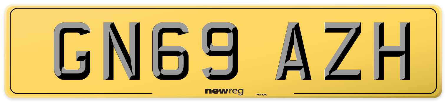 GN69 AZH Rear Number Plate