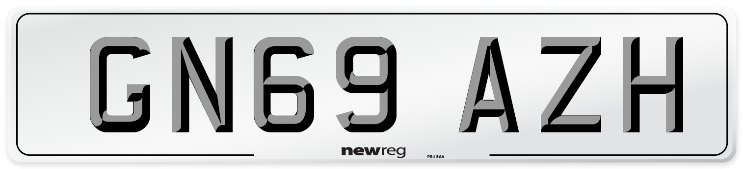 GN69 AZH Front Number Plate