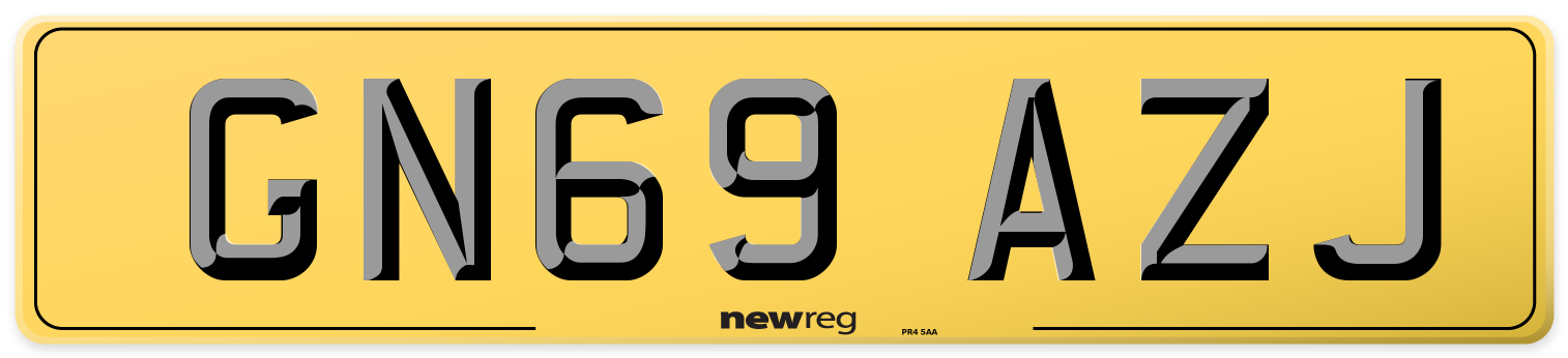GN69 AZJ Rear Number Plate