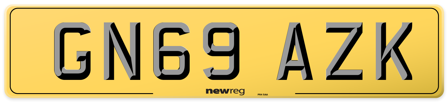 GN69 AZK Rear Number Plate