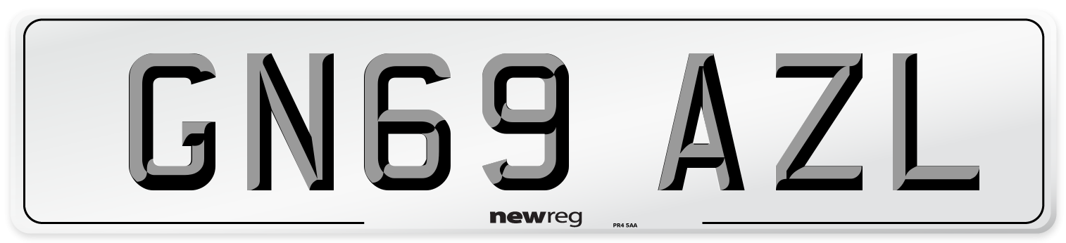 GN69 AZL Front Number Plate