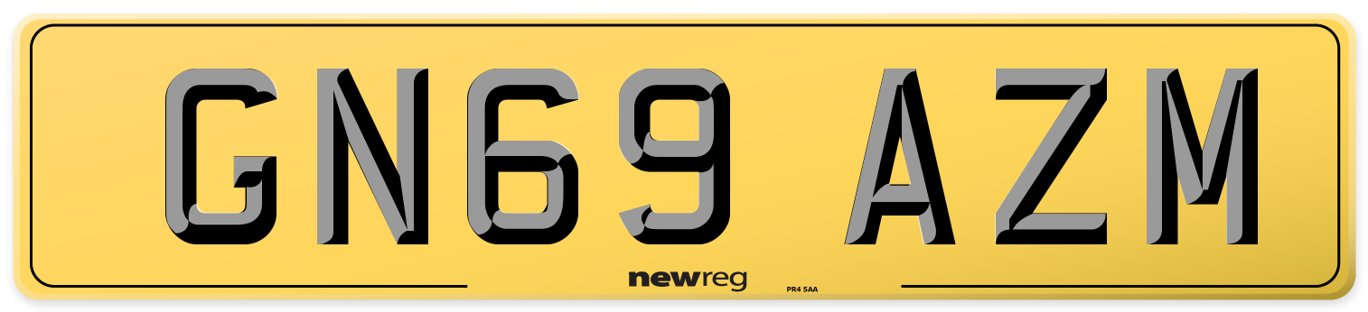 GN69 AZM Rear Number Plate