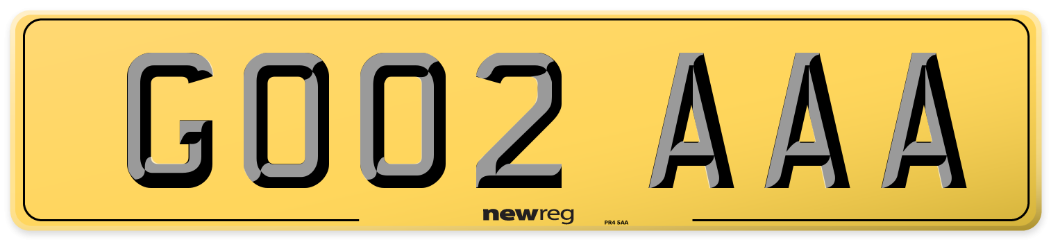 GO02 AAA Rear Number Plate