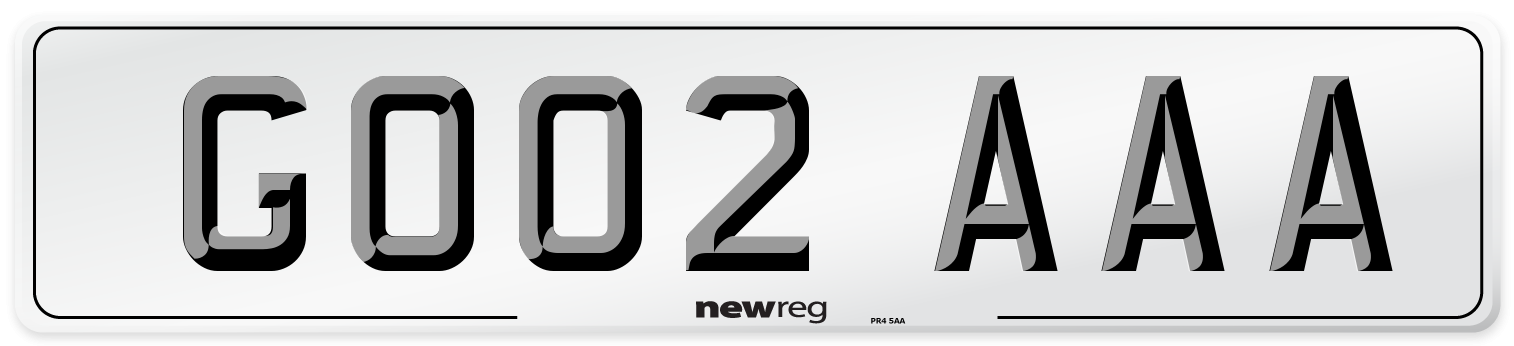 GO02 AAA Front Number Plate