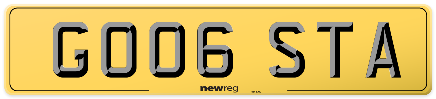 GO06 STA Rear Number Plate