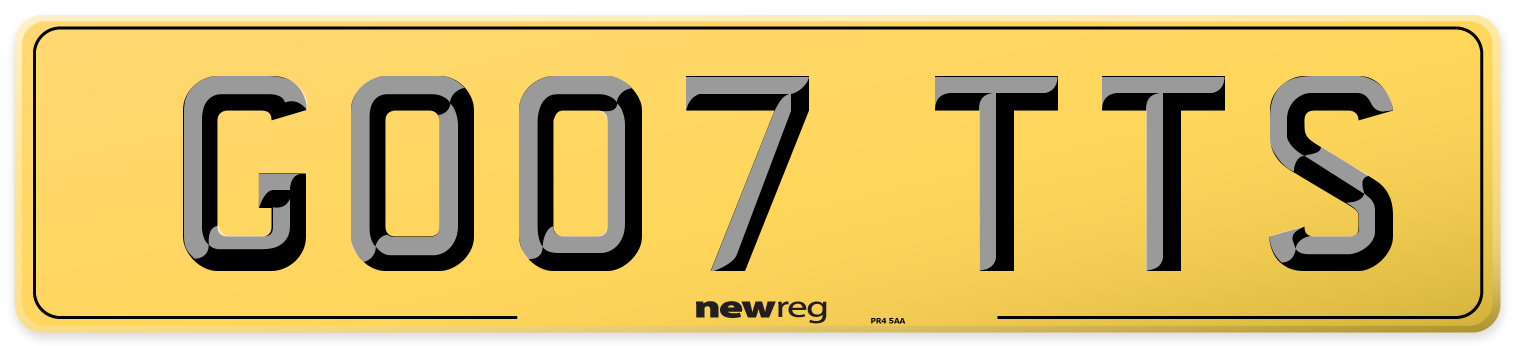 GO07 TTS Rear Number Plate