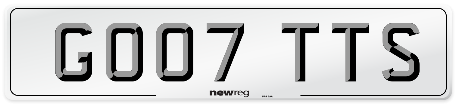 GO07 TTS Front Number Plate