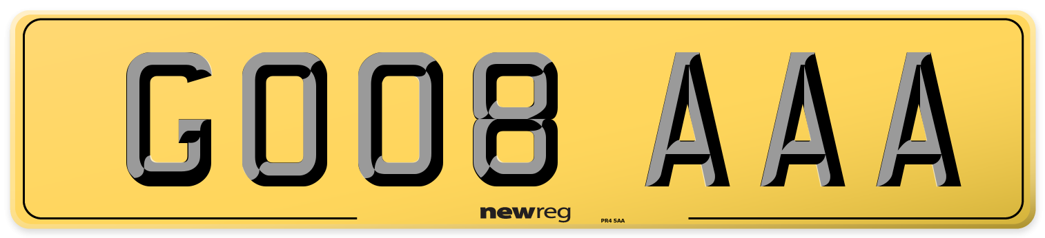 GO08 AAA Rear Number Plate