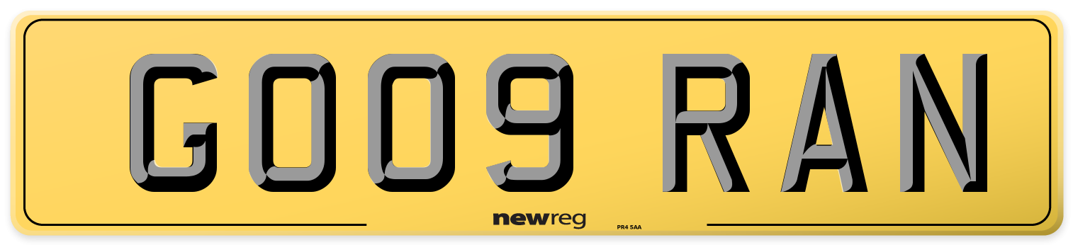 GO09 RAN Rear Number Plate